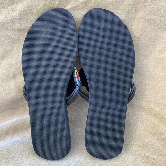 African Maasai Womens Leather Beaded Handcrafted Flat Sandals BOHO 8.5 Like New‍ - Picture 7 of 7